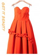 温碧霞IRENENA服装品牌，纯色抹胸礼服褶皱淑女吊带公主裙